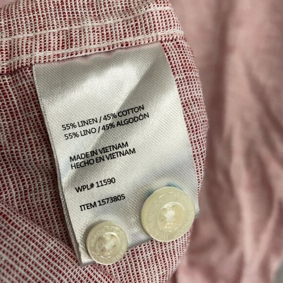 NEW Weatherproof Vintage Men's XL Short Sleeve Linen Blend Shirt Red - Picture 7 of 9